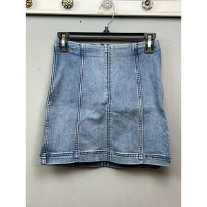 Free People Denim Mini Skirt Blue Wash Zipper Front Size 0
